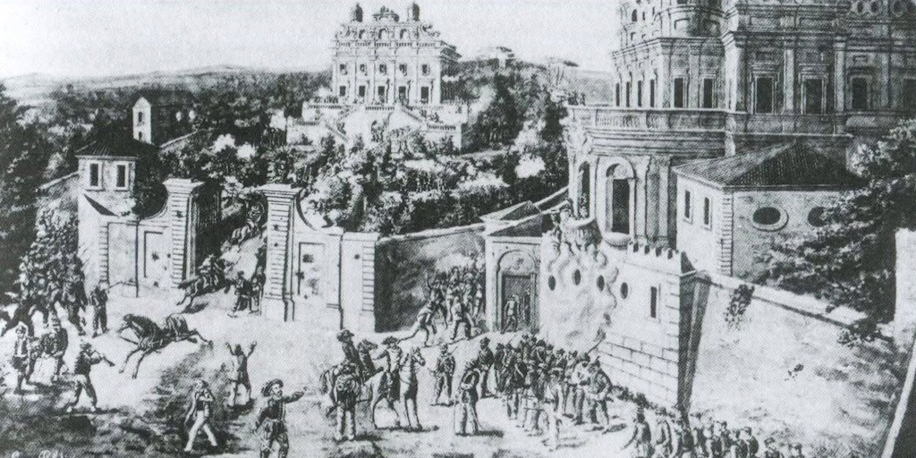 Leone Paladini - Veduta della Villa Giraud detta il Vascello e della Villa Corsini detta il Casino dei Quattro Venti