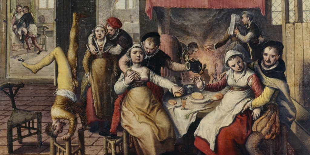 particolare di Joachim Beuckelaer - Brothel - olio su tavola - 26,6x35,5 cm - 1562 - Walters Art Museum, Baltimora