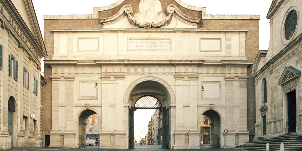 Porta del Popolo, prospetto meridionale. Sovrintendenza Capitolina, Archivio Fotografico Servizio Coordinamento Monumenti Medievali Moderni e Contemporanei