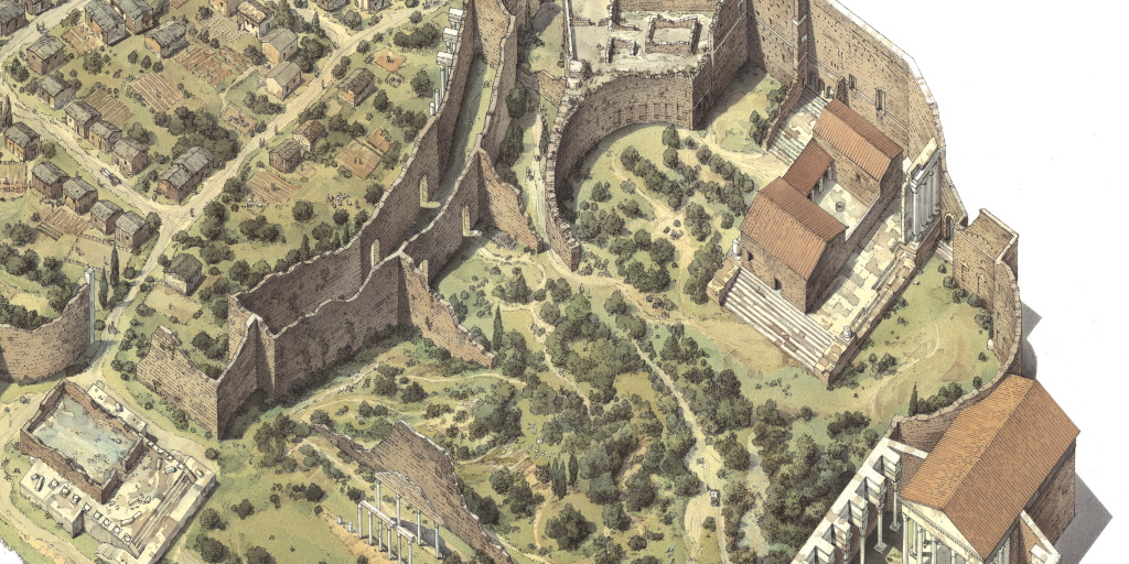 Veduta ricostruttiva Foro di Augusto nel X secolo