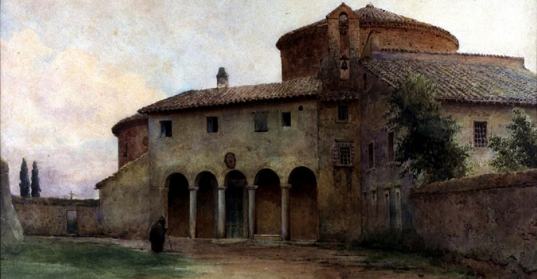 Ettore Roesler Franz, Ingresso alla Basilica di Santo Stefano Rotondo sul Celio (467), 1888. Museo di Roma in Trastevere, inv. MR 42