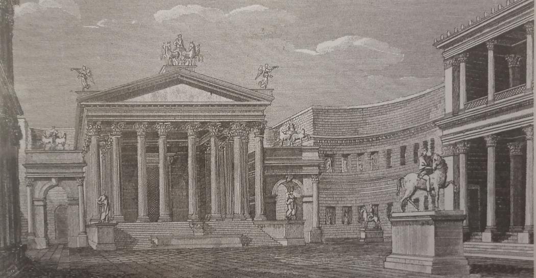 Luigi Canina (1795-1856), veduta ricostruttiva del Foro di Augusto