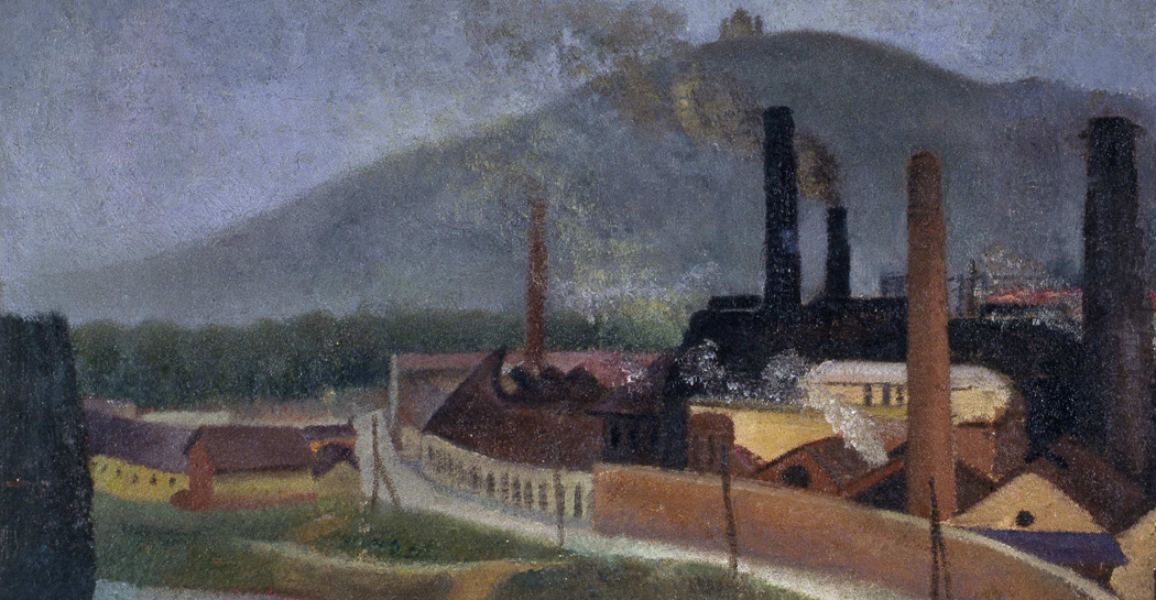 Carlo Levi, Le officine del gas, 1926. Olio su cartone, 40 x 70 cm. Fondazione Carlo Levi, Roma
