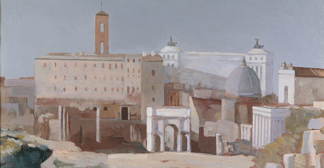 Francesco Trombadori, Il Campidoglio visto dal Foro, 1945, olio su tela, cm 71x83, Collezione BNL BNP Paribas