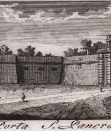 stampa antica con i bastioni del Gianicolo