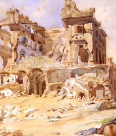 particolare del Casino dei Quattro Venti in villa Doria Pamphilj, dopo i bombardamenti (Galleria Apolloni) particolare del Casino dei Quattro Venti in villa Doria Pamphilj, dopo i bombardamenti (Galleria Apolloni)