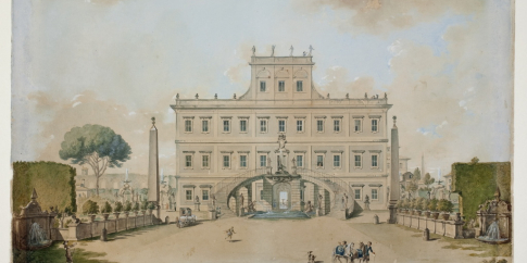 Casino di Villa Altieri, intorno al 1780, grafite, inchiostro e acquerello, Museo di Roma