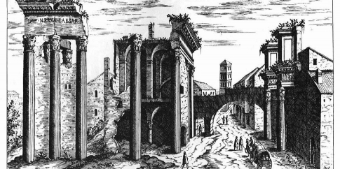 Tempio di Minerva e "Colonnacce", Etienne du Perac