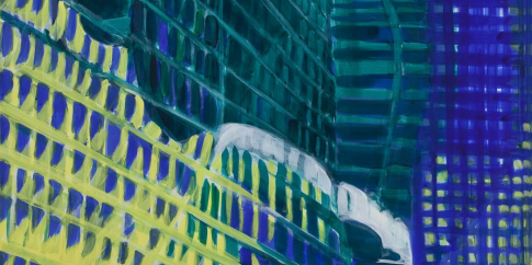 particolare di TITINA MASELLI Composizione urbana, s.d. acrilico e tempera su carta cm 100x70