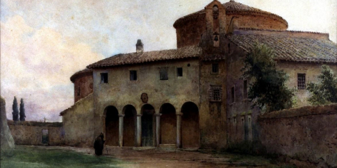Ettore Roesler Franz, Ingresso alla Basilica di Santo Stefano Rotondo sul Celio (467), 1888. Museo di Roma in Trastevere, inv. MR 42