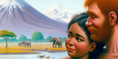 Una donna Sapiens e un uomo di Neanderthal si incontrano nel Pleistocene. La loro unione lascerà tracce nel DNA dell’umanità attuale.