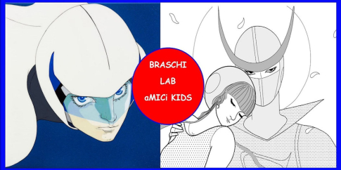 Fantasia grafica con HEROES S-13 Automotive paint and acrylic on aluminum 2010, Art by Yoshitaka Amano, + elaborazione grafica accessibilità tattile Casshern e Luna – Maria Cucchi - Ufficio progettazione e allestimenti mostre e spazi espositivi Sovrintendenza Capitolina, All Rights Reserved, IMAGE ILLUSTRATION: © YOSHITAKA AMANO