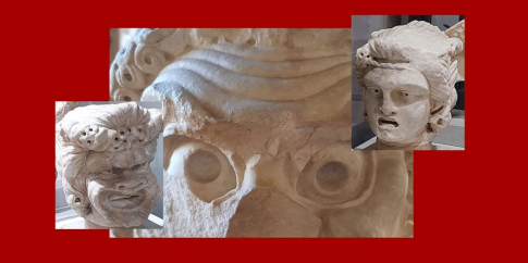 Museo Barracco, riproduzioni marmoree di maschere teatrali greche