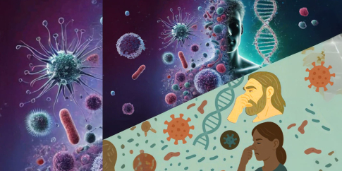 rappresentazione grafica del rapporto tra microrganismi ed evoluzione umana