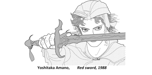 Elaborazione grafica per tavola tattile di Maria Cucchi, Ufficio progettazione allestimenti, Sovrintendenza Capitolina, da Red sword - Final fantasy II, © SQUARE ENIX CO., LTD. All Rights Reserved. IMAGE ILLUSTRATION: © YOSHITAKA AMANO