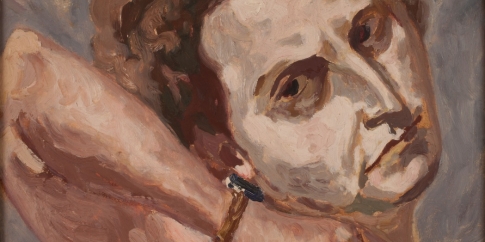 Autoritratto con orologio e pennelli, 1949 olio su tela, cm 38x46 Roma, Fondazione Carlo Levi 