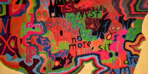 Niki Berlinguer, “Corrado Cagli: Da Cummings”, post 1964, arazzo ricamato (© Il Cigno)