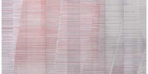 Marina Bindella, Sui bordi del tempo I, 2023 (Totale e IV tavola), tecnica mista su cartoncino ondulato, cm 70 x 780 totale installazione (8 pannelli intelaiati) Marina Bindella, Sui bordi del tempo I, 2023 (Totale e IV tavola), tecnica mista su cartoncino ondulato, cm 70 x 780 totale installazione (8 pannelli intelaiati)