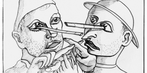 Polemiche elettorali, Pennarello su carta e tracce di lapis, 320 x 435 mm Data di pubblicazione: 14 marzo 1948