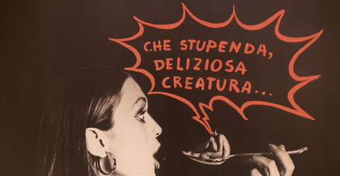 Lucia Marcucci, “Che stupenda…”, 1972, acrilico su tela emulsionata, 81 x 130 cm. Prato, Collezione Carlo Palli
