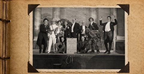 Fratelli D’Amico, Foto di gruppo con Antonio Muñoz in una festa di Carnevale del Circolo artistico, gelatina bromuro d’argento, 1923, Archivio fotografico Museo di Roma, AF 259 (elaborazione creativa IA dell’img Simart) Fratelli D’Amico, Foto di gruppo con Antonio Muñoz in una festa di Carnevale del Circolo artistico, gelatina bromuro d’argento, 1923, Archivio fotografico Museo di Roma, AF 259 (elaborazione creativa IA dell’img Simart)