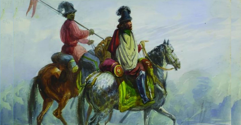 dipinto che ritrae Andrés Aguyar e Giuseppe Garibaldi