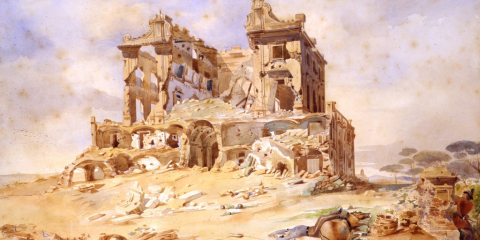 particolare del Casino dei Quattro Venti in villa Doria Pamphilj, dopo i bombardamenti (Galleria Apolloni) particolare del Casino dei Quattro Venti in villa Doria Pamphilj, dopo i bombardamenti (Galleria Apolloni)