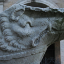 Fontana della Navicella, particolare di protome animale sul rostro di prua