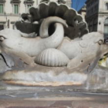 La fontana di piazza Colonna, particolare dei delfini
