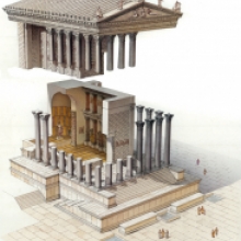 Il Tempio di Venere Genitrice disegno ricostruttivo a colori
