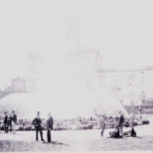 La fontana provvisoria, inaugurata da Pio IX il 9 settembre 1870